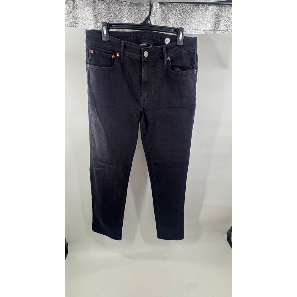 American‎ Eagle Airflex+ Slim Jeans Mens 33x34 Black Denim Stretch Pants